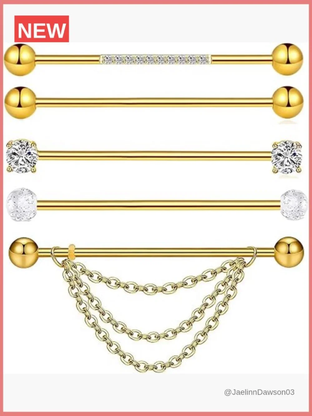 14G Industrial Barbell Earring Set 38mm Stainless Steel Piercing Bar 5 Pack